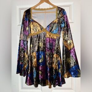 Multicolor Velvet Patchwork Dress